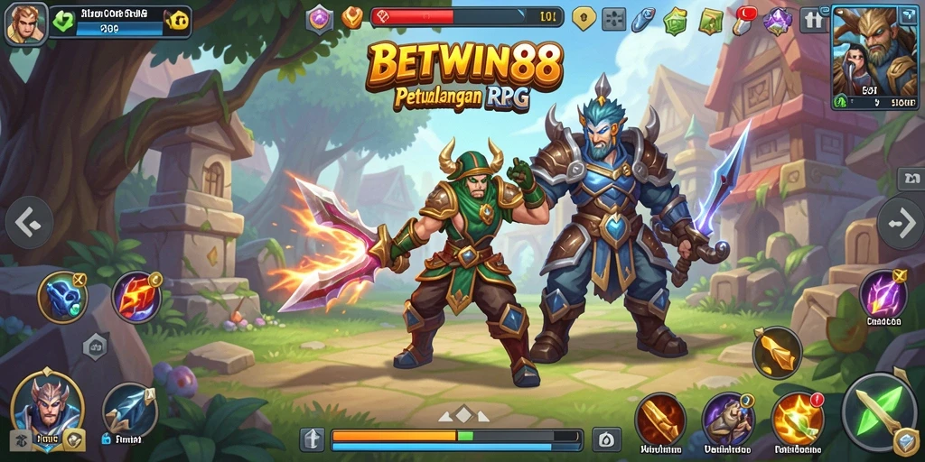 Tangkapan layar BETWIN88 menampilkan pertempuran epik dalam permainan RPG.
