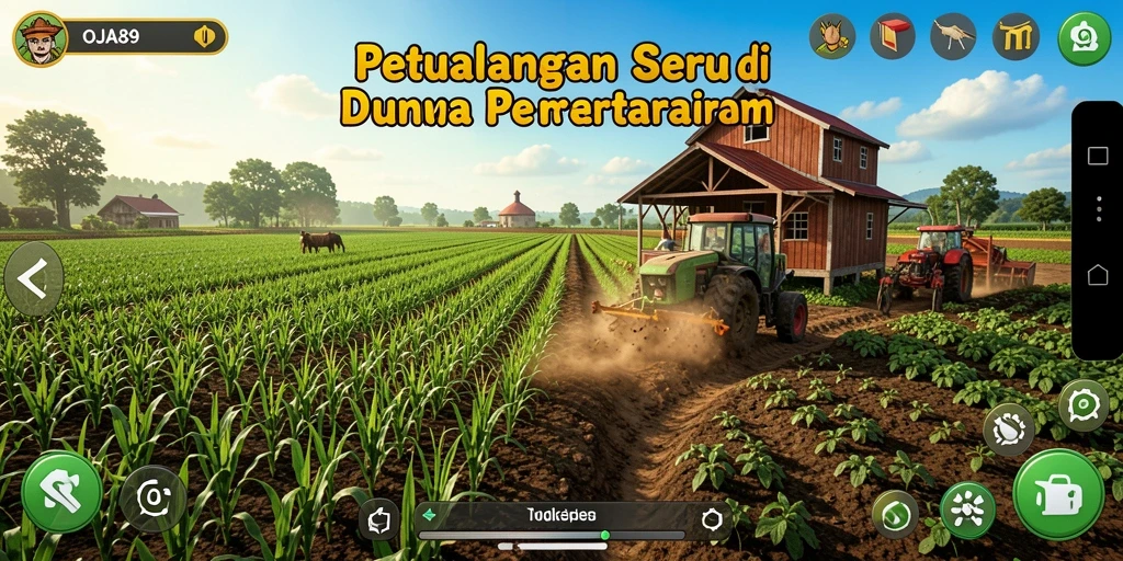 Tampilan menarik dari gameplay OJA89 yang penuh warna dan aktivitas bertani.