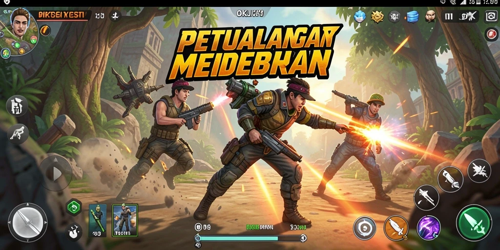 Screenshot aksi seru dalam gameplay OKJKT yang mendebarkan.