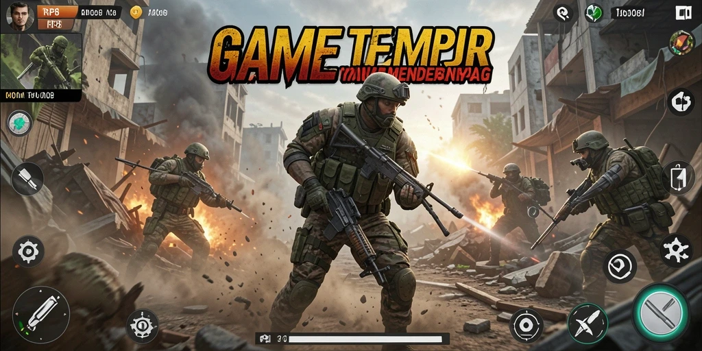 Tampilan gameplay seru di RP8 dengan aksi tembak-tembakan.