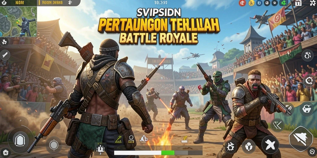 Tampilan gameplay intens di SVIPSIDN saat adu tembak dalam mode Battle Royale.