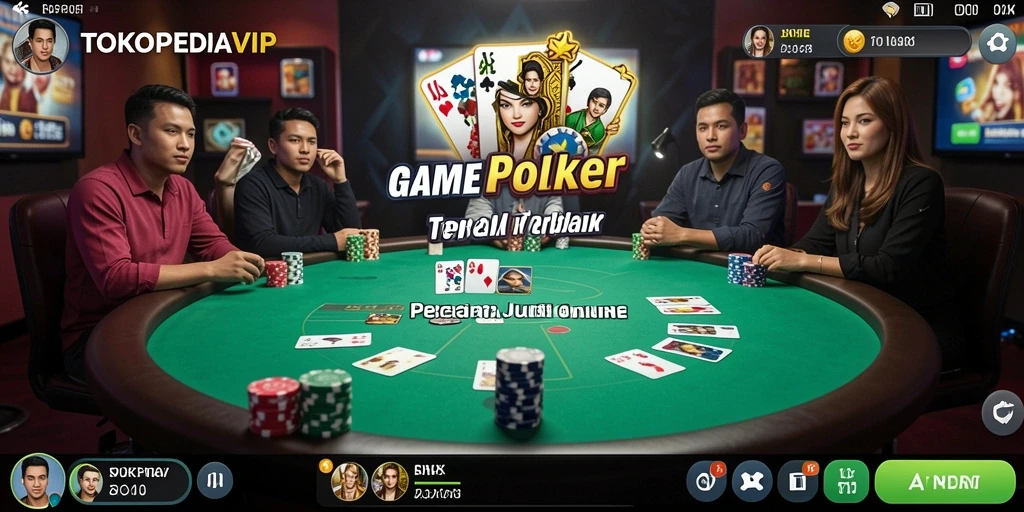 Tampilan menarik dari gameplay poker di TOKOPEDIAVIP