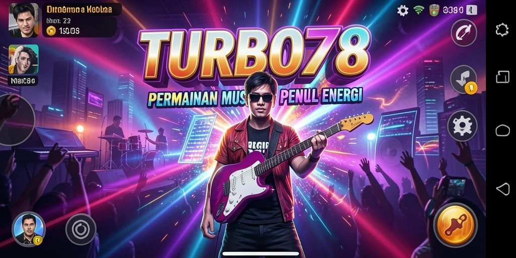 Tampilan gameplay <strong>TURBO78</strong> yang penuh warna dengan musik yang menggugah semangat.
