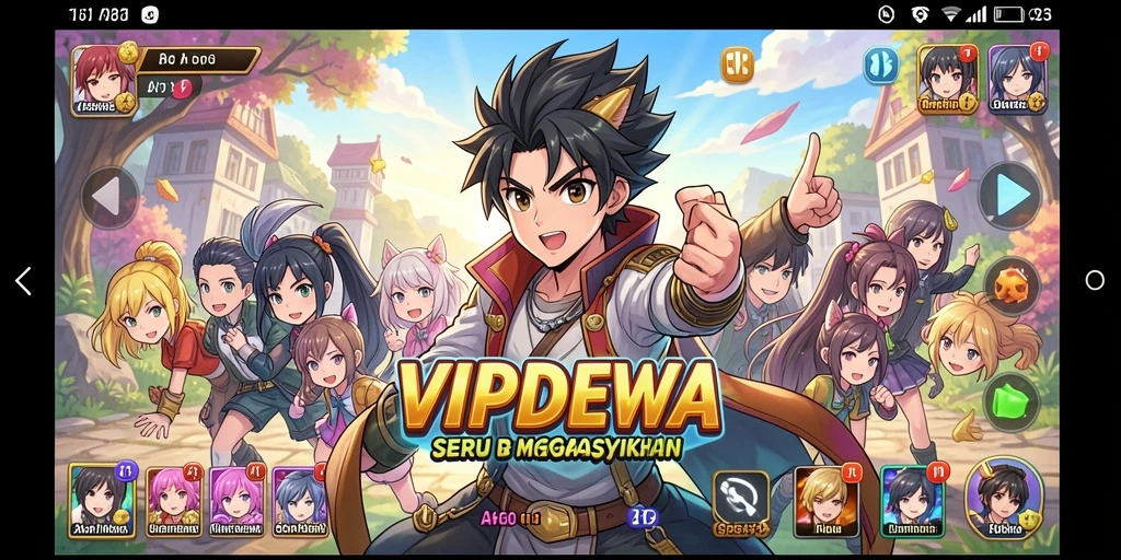 Tampilan gameplay VIPDEWA dengan karakter anime yang menarik.